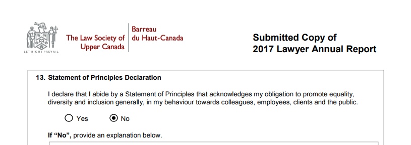 LSUC statement of principles declaration